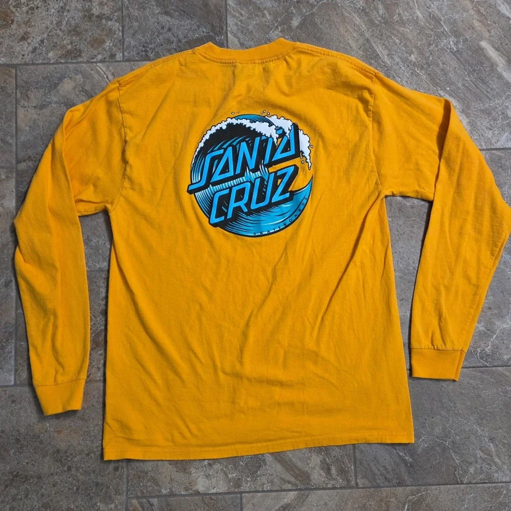 Santa Cruz Skateboards Mens Yellow Wave Logo Long Sleeve Graphic T-Shirt L - Picture 2 of 7